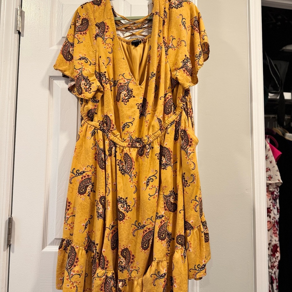 Mini Wash Challis Flutter Sleeve Lace Back Dress
